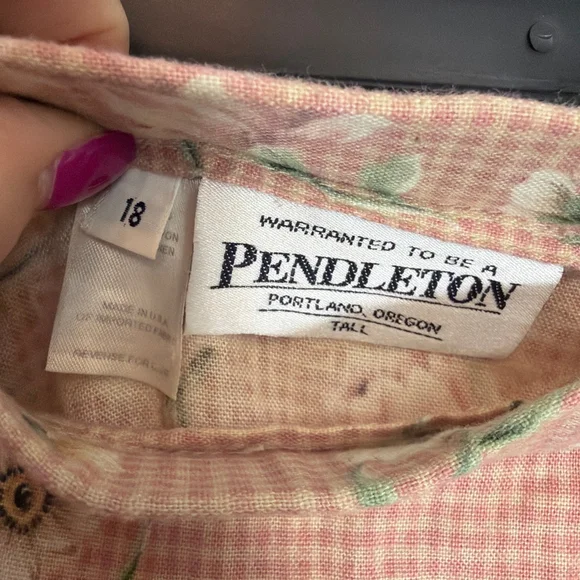 Pendleton Pink Floral Gingham Maxi Prairie Skirt 18 Tall Cottagecore Soft Girl - Picture 4 of 6